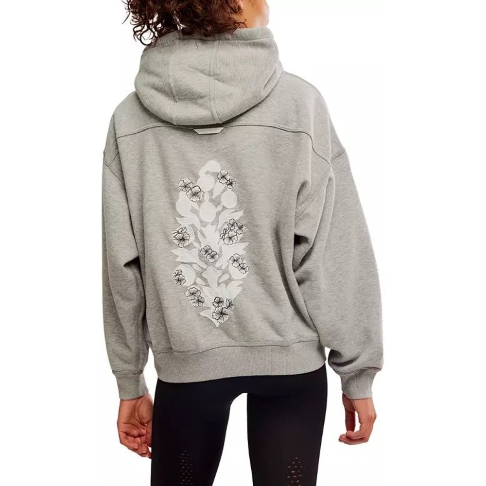 Free People Movement Womens Final Call Embroidered Hoodie Grey Size Large NWT